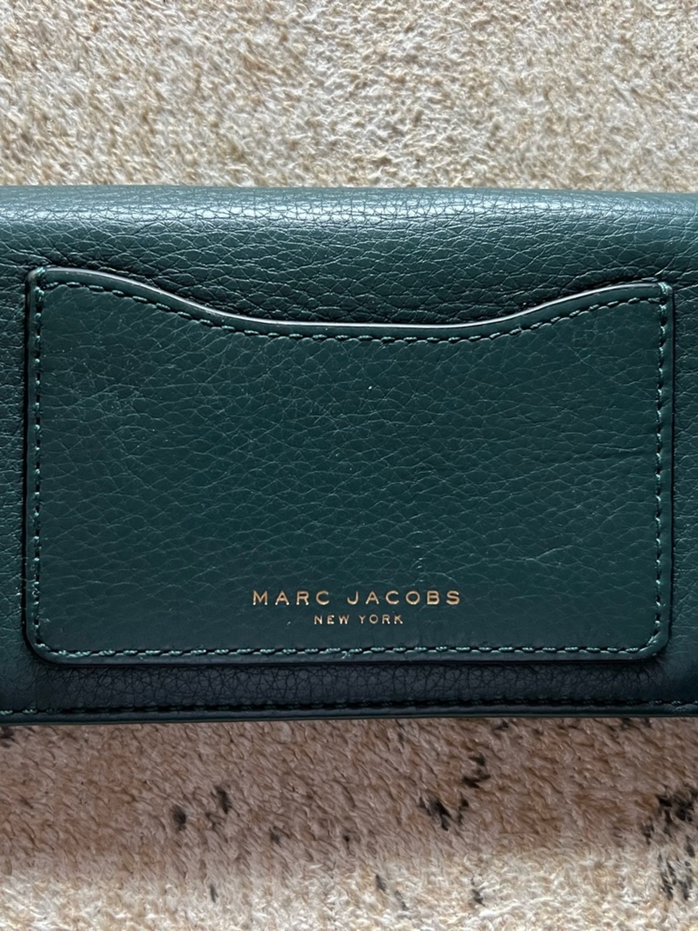 Marc Jacobs Forest Green Leather Card Wallet with Gold Logo
